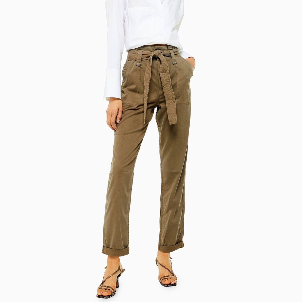 Topshop belted utility trousers